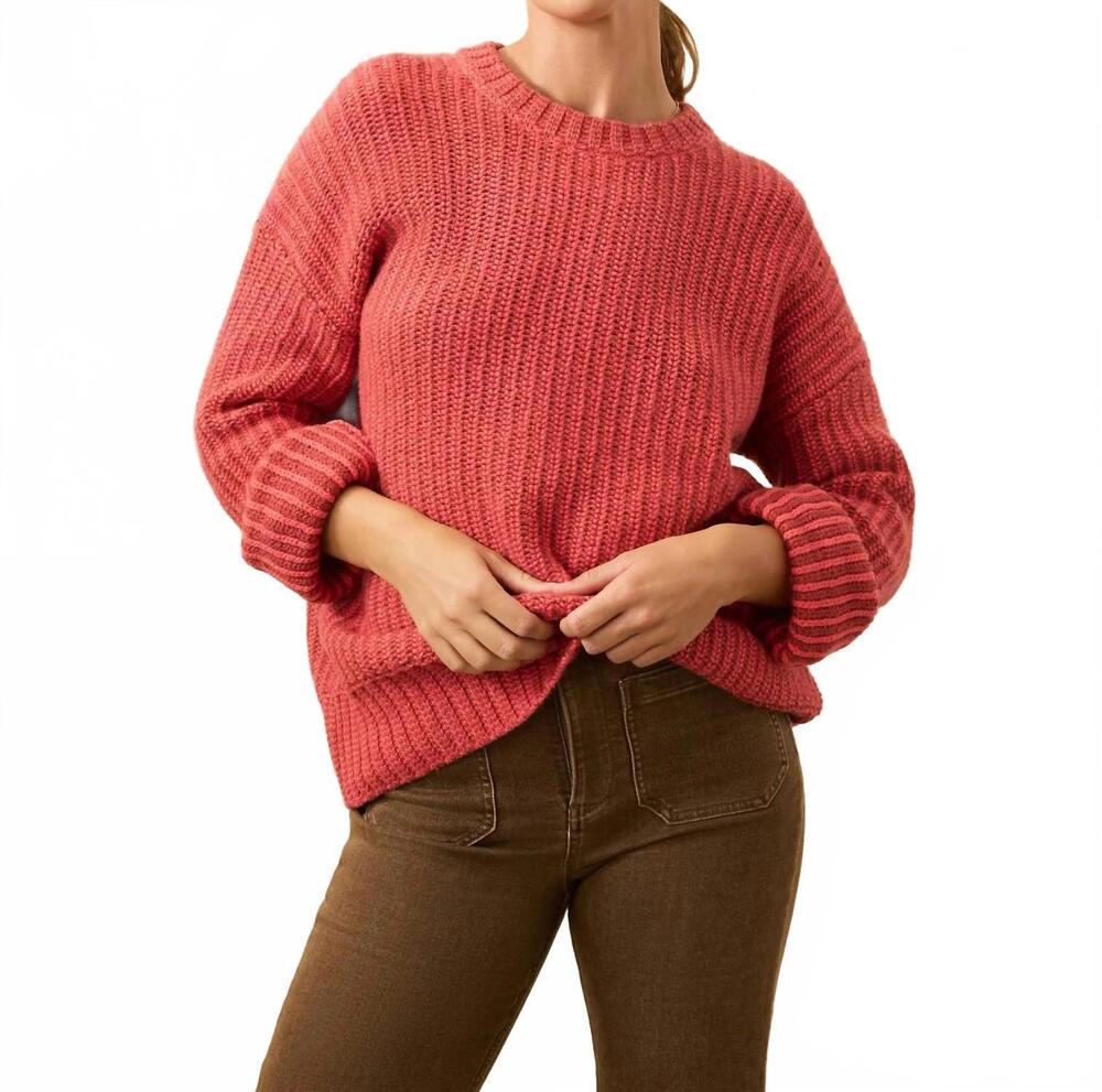 NEW FAHERTY heirloom cotton relaxed crew sweater in dubarry stripe